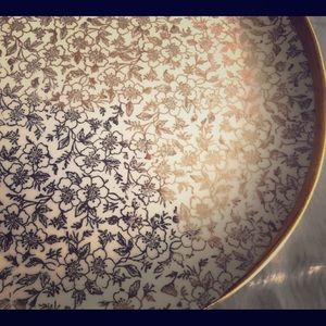 22k gold painted flowers on china plate, vintage